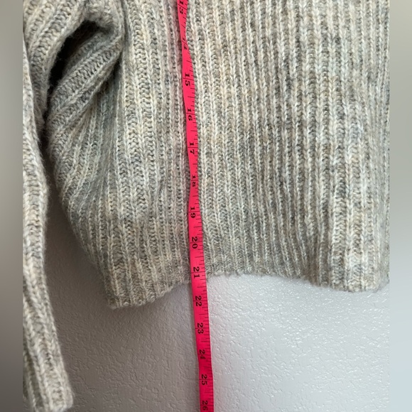 Topshop rib knit long sleeves crewneck sweater Light Heather Gray Oat XS - Picture 8 of 11